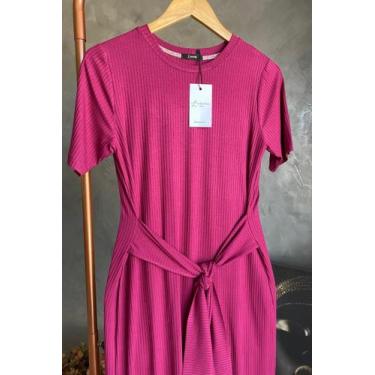 Imagem de Vestido Canelado Noah Feminino Lamour, M, Vermelho bordo