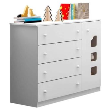 Imagem de Cômoda Infantil Lívia 1 Porta e 4 Gavetas Branco - Phoenix Baby, Branc