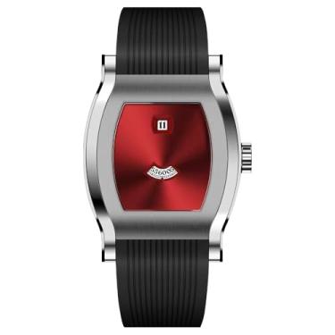 Imagem de Specht & Söhne Relógio de pulso masculino mecânico automático de aço inoxidável com cristal de safira, Vermelho-preto