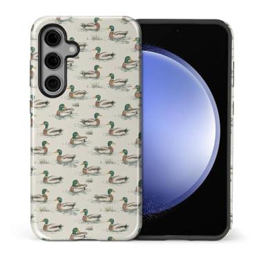 Imagem de casesok Capa para Samsung Galaxy S25 Plus, capa rígida de camada dupla + capa de telefone de silicone, proteção total à prova de choque para Samsung Galaxy S25 Plus - Vintage Patos selvagens do lago