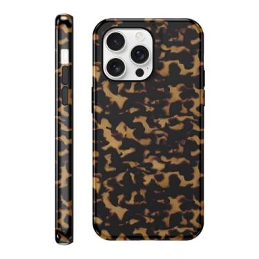 Imagem de Yomjew Linda capa de telefone de tartaruga para iPhone 16 Pro Max de 6,9 polegadas, design de padrão de estampa de leopardo marrom luxuoso moderno capa de telefone brilhante à prova de choque proteção