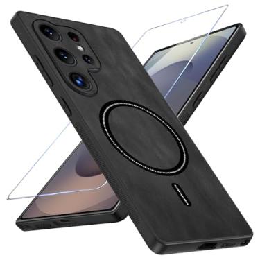 Imagem de Migexxkj Capa magnética para Samsung Galaxy S25 Ultra com protetor de tela, capa de telefone de couro PU S25 Ultra com proteção para câmera [compatível com Mag-Safe] [proteção de grau militar] [Slim