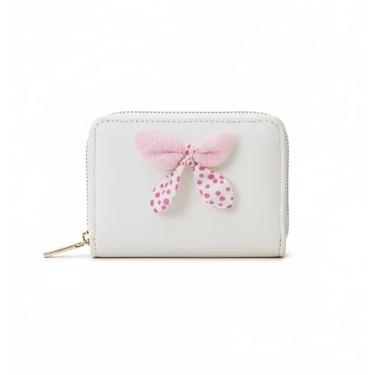Imagem de Carteira curta estilo coreano feminina com laço, porta-moedas, zíper, porta-cartões, pequena e moderna, Branco, Cosmetic_case