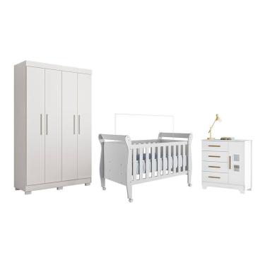 Imagem de Quarto de Bebe Completo com Guarda-roupa, Berco e Comoda Manu Tigus Baby