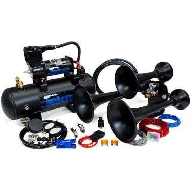 Imagem de HornBlasters Kit de buzina de trem All-in-One Outlaw Black 228H 2 galões - fácil instalação