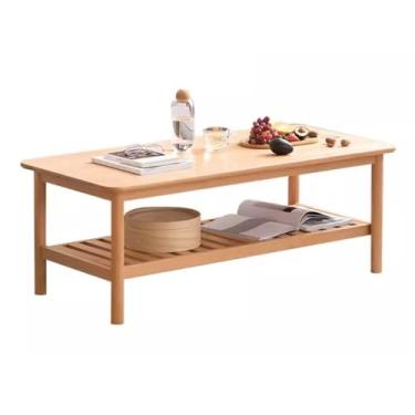 Imagem de Mesa de centro de madeira maciça, moderna, leve, luxuosa, nórdica, apartamento, sala de estar, mesa de chá, mesa de chá simples, mesa de quarto