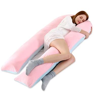 Imagem de Travesseiro de gravidez em forma de U, travesseiros de maternidade para dormir, travesseiro de corpo inteiro para costas, pernas e barriga, com capa removível com zíper, cinza