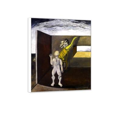 Imagem de Victor Brauner famosa pintura em tela de arte de parede pronta para pendurar - composição surrealista - imagem em moldura branca para decoração de sala de estar 30 x 35 cm 12 x 13 pol