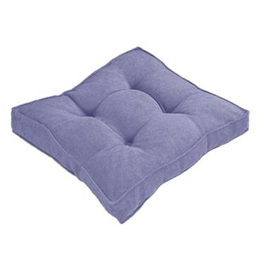 Imagem de Almofada Assento para Cadeira Futton (Kit 1/2/4) – Polialgodão Respirável 8cm de Altura, Almofada de Chão Quadrada Estilo Turca para Cozinha, Jantar e Escritório(Azul,45x45cm 1pc)