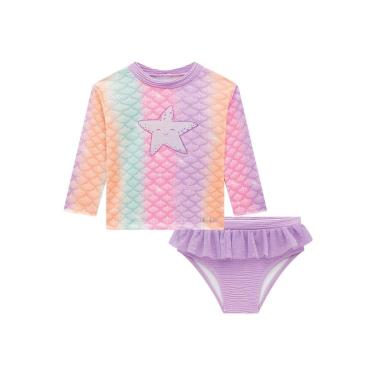 Imagem de Conjunto Bebê Menina Com Babados e Proteção Uv 50+ Kukiê-Feminino