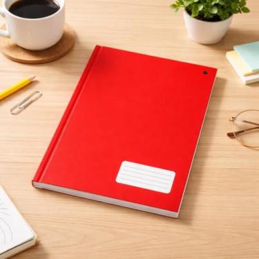 Imagem de Caderno Universitário 1 Matéria, 96 Folhas Pautadas, Espiral, Capa Dura, Vermelho, 28x21x1 cm