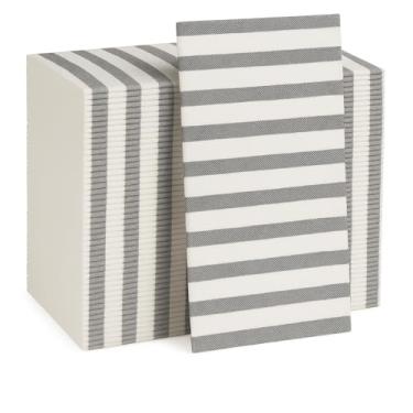 Imagem de Made in Italy Toalhas de hóspedes descartáveis com sensação de linho - guardanapos de banheiro premium tipo pano Airlaid, toalhas de mão luxuosas macias e absorventes, guardanapos de jantar listrados