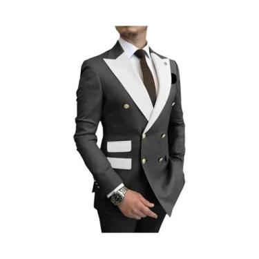 Imagem de Terno Masculino Slim Fit Branco Com Lapela Pontuda Para Casamento E Fe