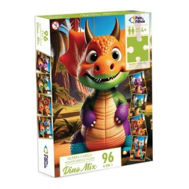 Imagem de 4 Quebra-Cabeças de 24 Peças Cada Dino Mix Pais e Filhos - 793016-1