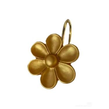 Imagem de Ganchos de cortina de chuveiro florais, 12 peças de ganchos de metal de resina à prova de ferrugem, anéis de varão de cortina de chuveiro, ideais para banheiro, quarto, sala de estar, decoração de