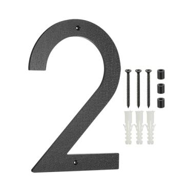 Imagem de PATIKIL Números de casa de 30 cm para uso externo, número 2 com textura de plástico ABS, número flutuante, número de casa, caixa de correio, números de porta com kit de unhas para rua residencial
