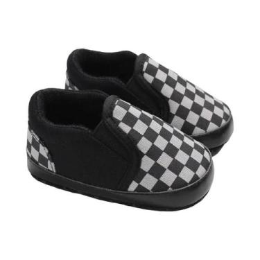 Imagem de Sapatos De Bebê Em Lona Xadrez Para Meninos E Meninas 0-1 Ano Sola Mac