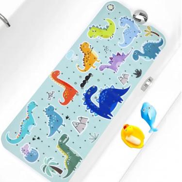 Imagem de Tapete de banho para banheira antiderrapante infantil tapete de banho antiderrapante para banheira 101 x 40 cm tapete de banho infantil extra longo com ventosas e orifícios de drenagem para o chão do