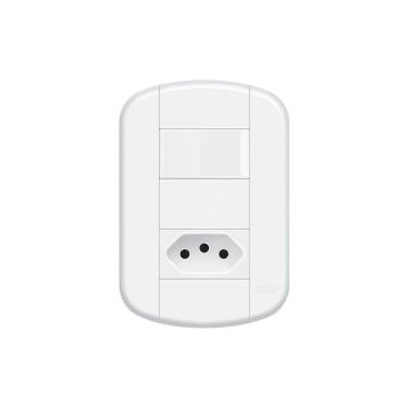 Imagem de Interruptor Simples E Tomada 2p+t 10a Fame Blanc+ Distanciados Com Placa 4x2 Branco