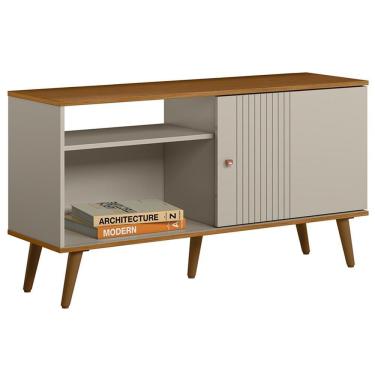 Imagem de Rack Para Sala De Estar Tv 50 Pol 120cm Pés Palito Odem L05 Nature Off White - Lyam Decor