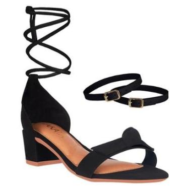 Imagem de Sandália Salto Feminino Confortável Laço Nó Com Tiras de Amarrar Festa Moda A3.39-Feminino