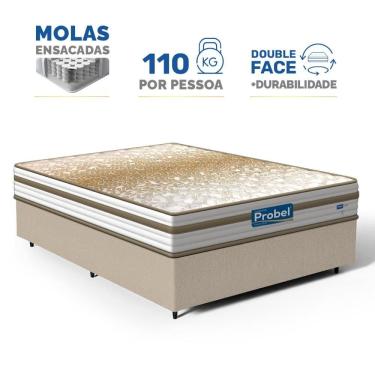 Imagem de Cama Box com Colchão de Molas Ensacadas Double Face Pillow Euro Alfa Probel Casal 138cm
