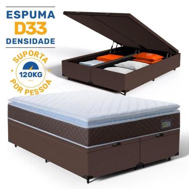 Imagem de Cama Box Baú com Colchão de Espuma D33 Pillow Top Comfort Luxo King 193cm