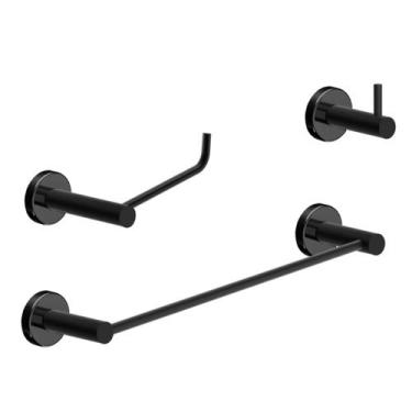 Imagem de Kit De Acessórios Para Banheiro Lavabo Preto Fosco 2030AT Atenas - Gre