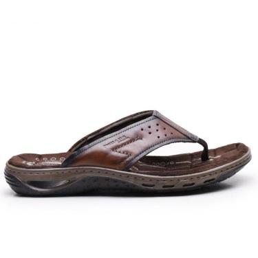 Imagem de Chinelo Masculino com Amortecedor em Couro Marrom Pegada-Masculino
