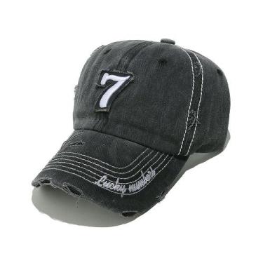 Imagem de Boné de beisebol de algodão liso, envelhecido número 7, bordado - Yiwe