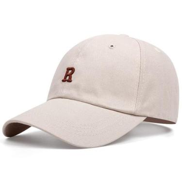 Imagem de Boné de beisebol, chapéu liso de algodão com letra R bordada - Yiweisa