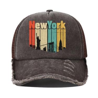 Imagem de Boné de beisebol de algodão liso retro New York City S - Yiweisai