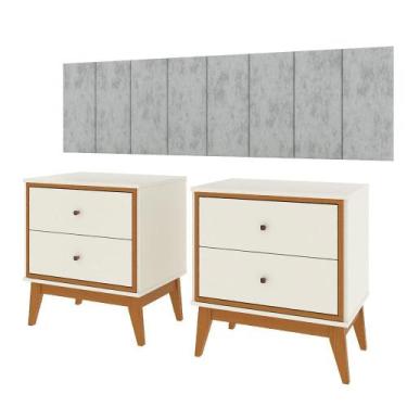 Imagem de Conjunto Quarto Queen Cabeceira Adesiva 1,60 e 2 Mesas de Cabeceira Ar