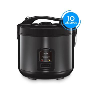 Imagem de Panela Elétrica de Arroz Elgin Visio Rice PARX0 10 Xícaras 700W Tampa com Visor Cuba Antiaderente Design Inox Preto
