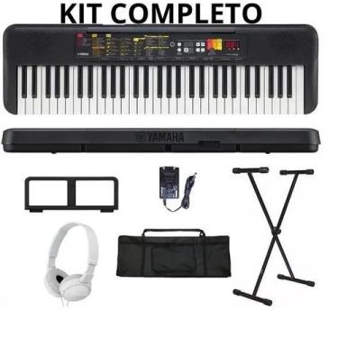 Imagem de Kit Teclado Musical Yamaha F52 61 Teclas + Suporte X + Fone