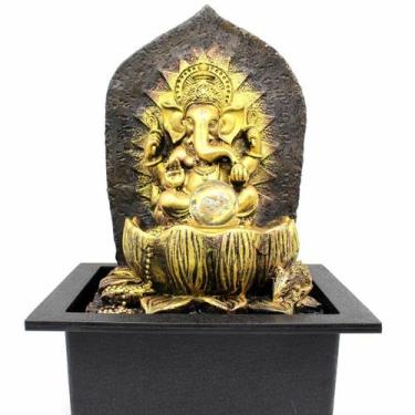 Imagem de Fonte Decorativa Cascata Agua Resina Luz De Led Ganesha - Lorben