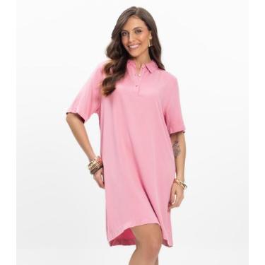 Imagem de Vestido Curto Viscose Double Feminino Endless Rosa, G, Rosa