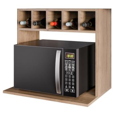 Imagem de Suporte Microondas Nicho Garrafeiro Lisa Bp 60 Cm Eratto Moveis - Freijo