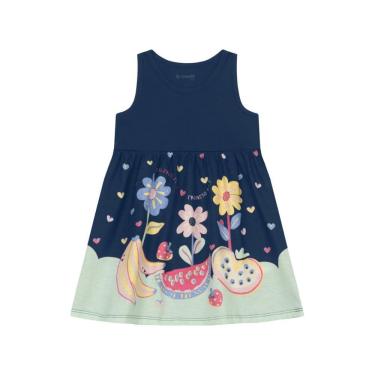 Imagem de Vestido infantil menina de flores e frutas Brandili