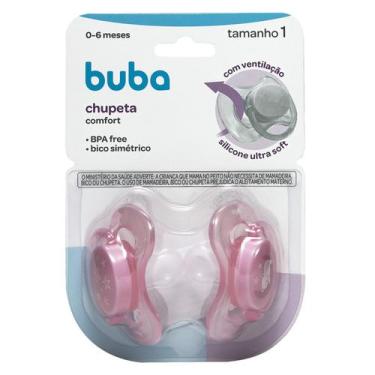 Imagem de Kit 2 Chupeta Comfort Buba Tamanho 1 Ursinho/Estrela Rosa