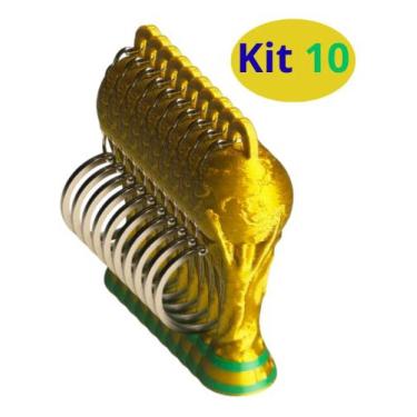 Imagem de Kit 10 Chaveiro Taça Troféu Copa Do Mundo Dourado - Generic, Amarelo