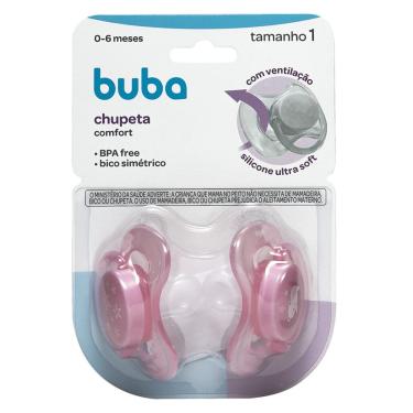 Imagem de Kit 2 Chupeta Comfort Buba Tamanho 1 Ursinho/Estrela Rosa