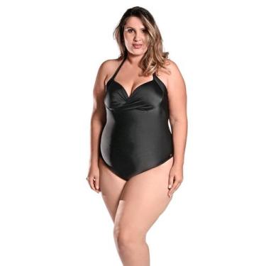 Imagem de Maiô Body Plus Size Frente Única com Bojo e Alças Finas Preto - Kelly,