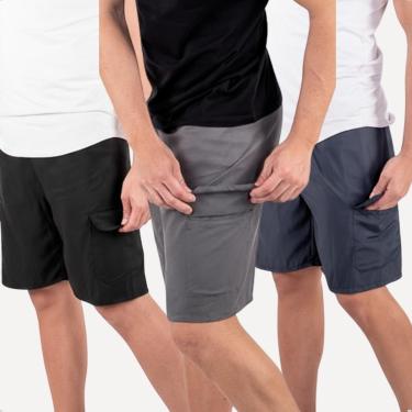 Imagem de 3 Bermudas Cargo Masculina Short Treino Corrida Casual Básica-Masculino