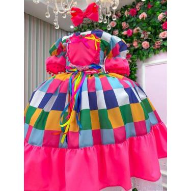 Imagem de Vestido Infantil Junino Quermesse Quadrilha Caipira - Tecido Tecnospor