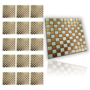 Imagem de Pastilha De Vidro Adesiva Kit 15 Uni Parede Cozinha Lavabo Banheiro Sala Facil Aplicacao Decorativa Moderna Requintado