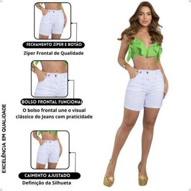Imagem de Shorts Jeans Feminino Meia Coxa Cintura Média Confortável - AZ04 JEANS
