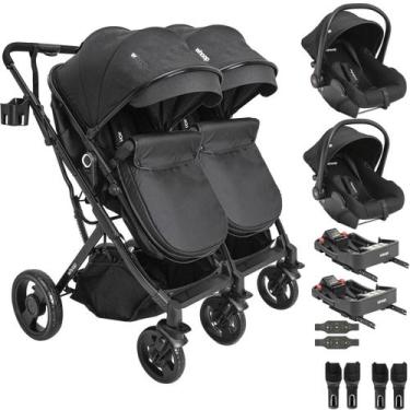 Imagem de Carrinho Kiddo Gemeos 2 Bebe Conforto Colinho 2 Base ISOFIX Vox II Pre