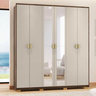 Imagem de Conjunto Quarto Kit Roupeiro e Cômoda Sapatelira China 7 Portas 8 Gavetas MDF com Espel...