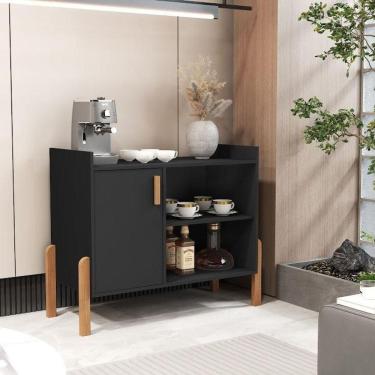 Imagem de Aparador Para Hall De Entrada Luxor Com Porta E Pés Madeira Resistente Preto